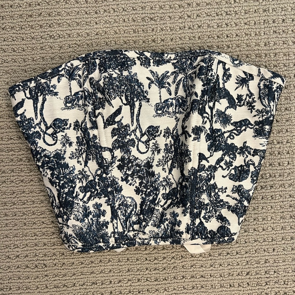 Tic Toc blue floral corset. Worn once. Wrap up back